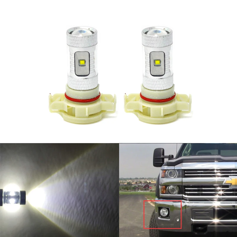 

6500K Xenon White Led Front Fog Light Bulbs For Chevrolet Silverado 3500 HD 07-17 Car-Styling Auto Driving DRL Replacement Lamp