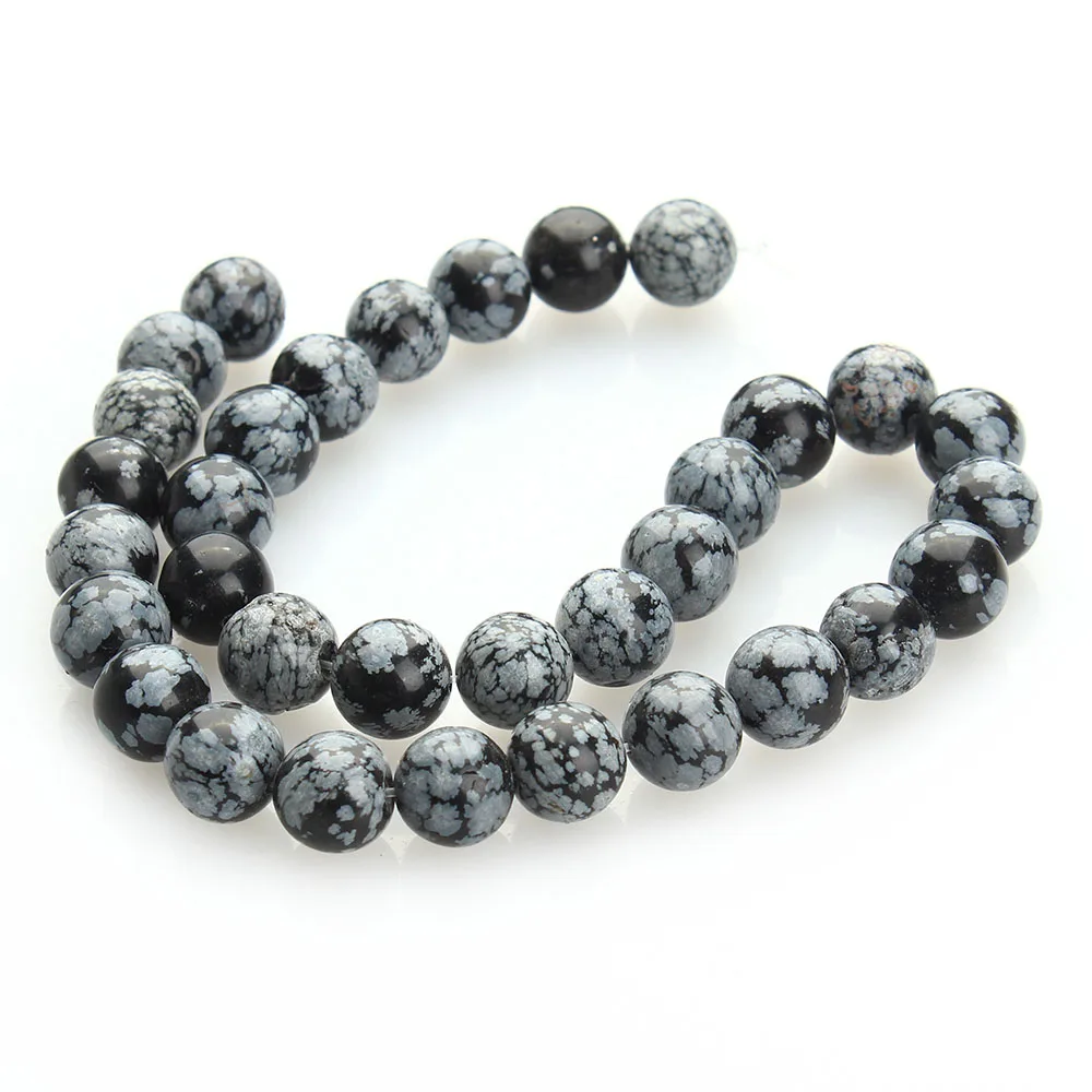 Snowflake Obsidian Beads Round Selectable Size 4 6 8 10mm Natural Stone Bead For Jewelry Making Diy Bracelet F2936 | Украшения и