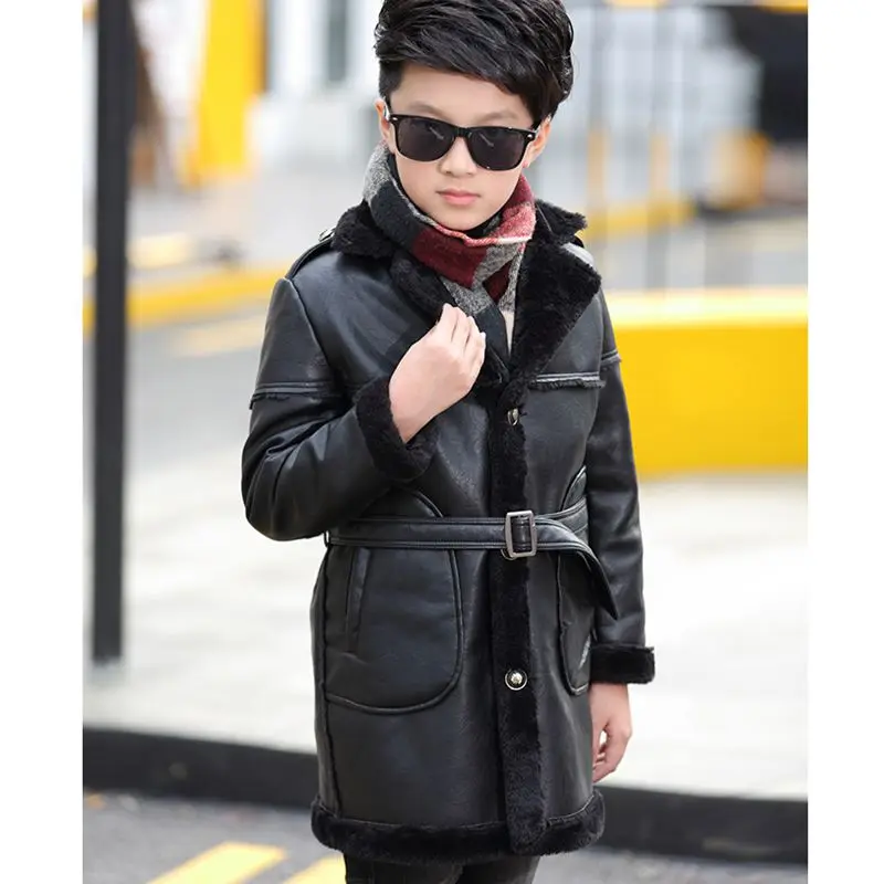 2016 Новая Мода Зима Мальчик Одежда С Длинным Рукавом Дети Пальто Кожаной Куртки