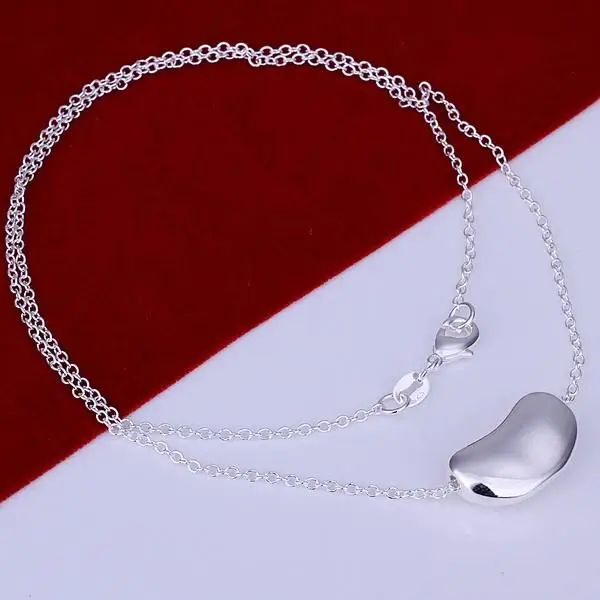 N108 Lucky Charm Silver Color Pendants For Women Sterling Jewelry Necklace Accessories Fashion Big Bean /deualwba | Украшения и