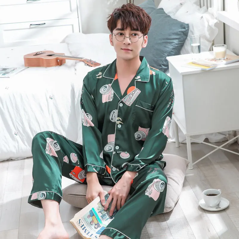 JRMISSLI пижамы наборы для ухода за кожей женщин принт из мягкого шелка мужчин пижама