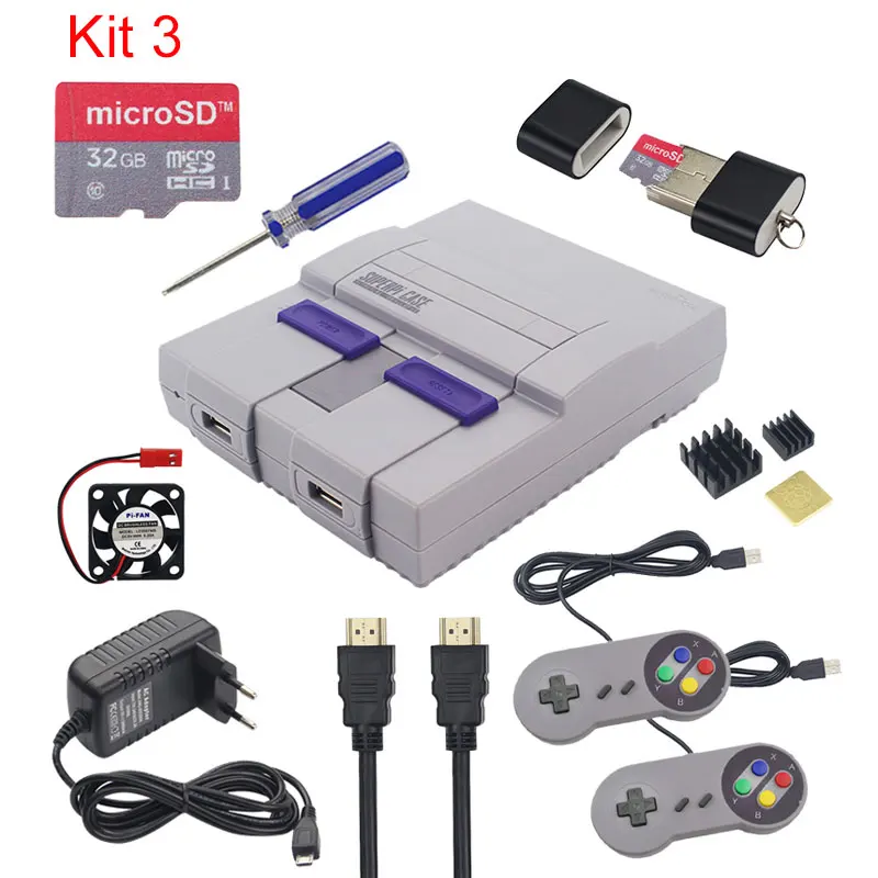 Чехол Retroflag SUPERPi+ геймпад+ sd-карта 32 ГБ+ адаптер питания 3 А+ радиатор+ HDMI для Raspberry Pi 3 Model B - Color: Kit 3