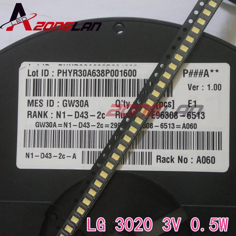 100 шт./лот для ремонта LG LCD TV Светодиодная лампа с подсветкой SMT SMD светодиоды 3V 3020