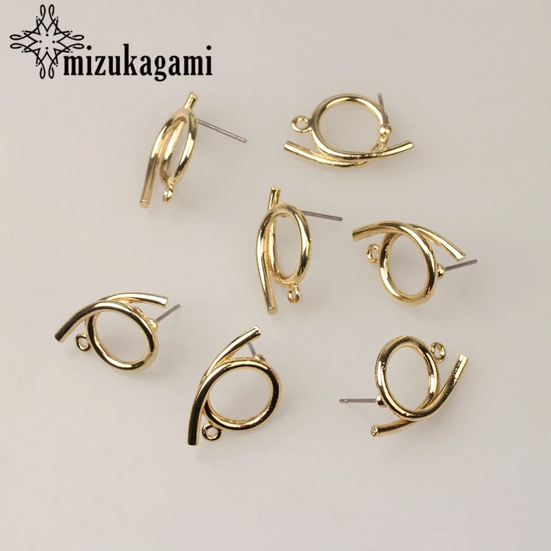 Оцинкованный сплав, Золотой Металл, полые простые круглые серьги, базовые соединители, Linkers 15 мм, 6 шт./лот, для DIY, серьги, ювелирные аксессуары