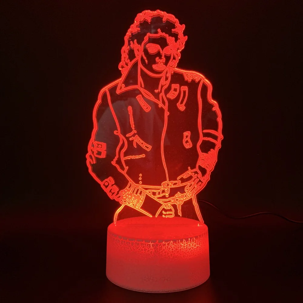 Светодиодный 3d-ночник лампа молодой Майкл Джексон рисунок украшение дома яркая основа изменение цвета ночник подарок на день рождения