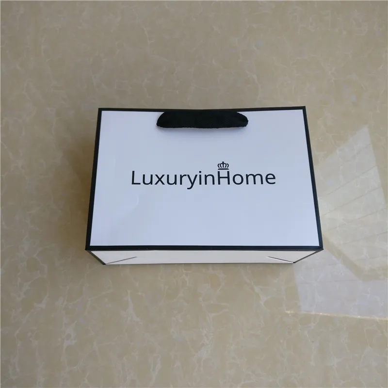 Wholesales 500pcs/lot Fashionable Luxury Recycled Custom White Packing Paper Shopping Bag for Boutiques/Watch/Gift Printing Logo