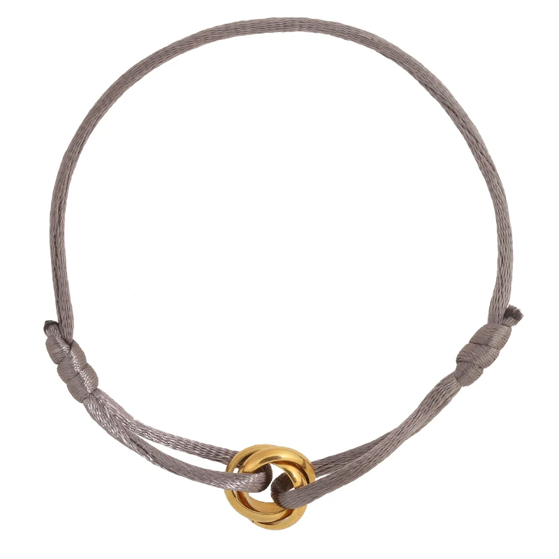 Простой дизайнерский золотой браслет из нержавеющей стали с 3 кругами, цепочка с пряжкой, ювелирные изделия для женщин