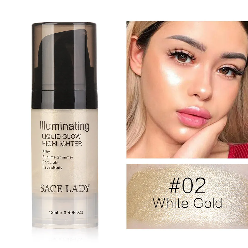 02 White Gold SACE LADY жидкий хайлайтер макияж блестящий бронзер осветитель комплект для макияжа с эффектом свечения для лица и тела бренд Профессиональная Косметика - Цвет: 02 White Gold
