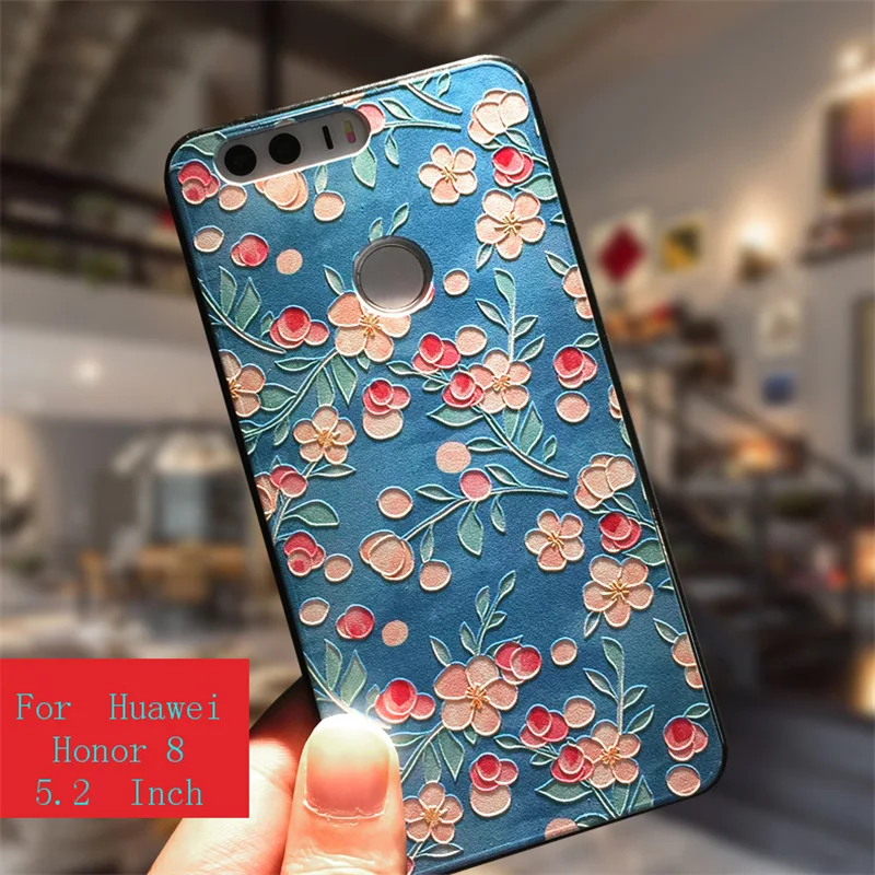Чехол для Huawei Honor 8 чехол мягкий 3D рельефный рисунок с рисунком силиконовый чехол задняя крышка мобильного телефона чехол бампер 5,2 ''Coque