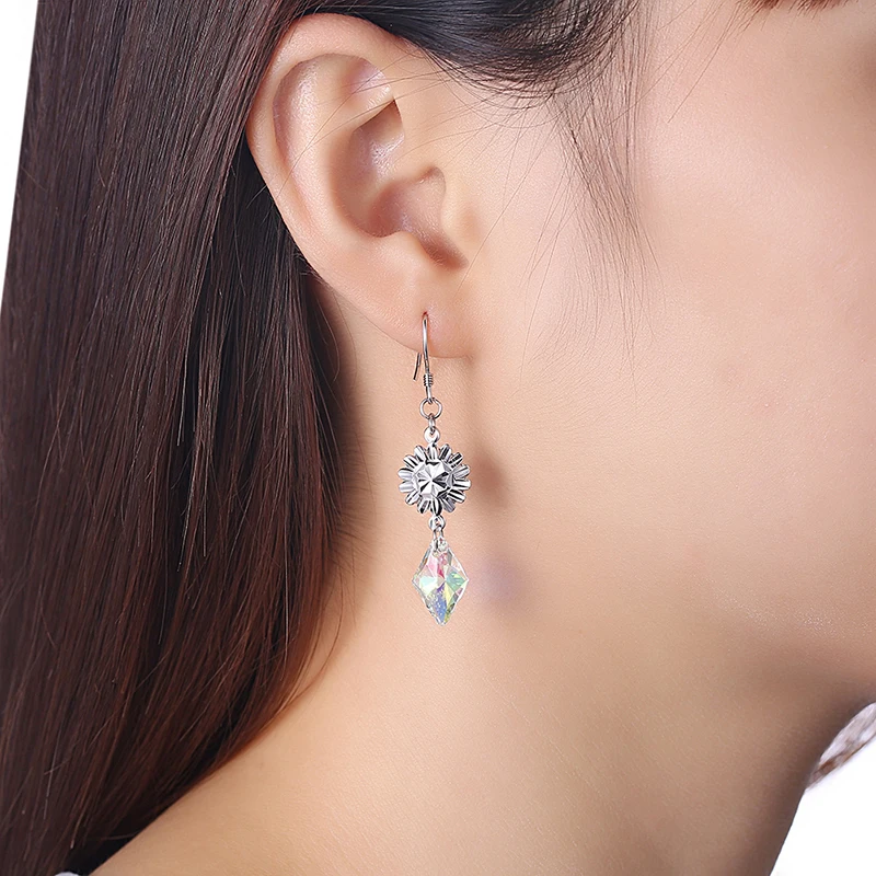 LEKANI оригинальные кристаллы от SWAROVSKI красочные бусы висячие серьги S925 Серебряные