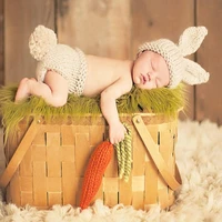 newborn baby clothes girls boys crochet knit costume photo photography prop accessories rabbit baby caps hats