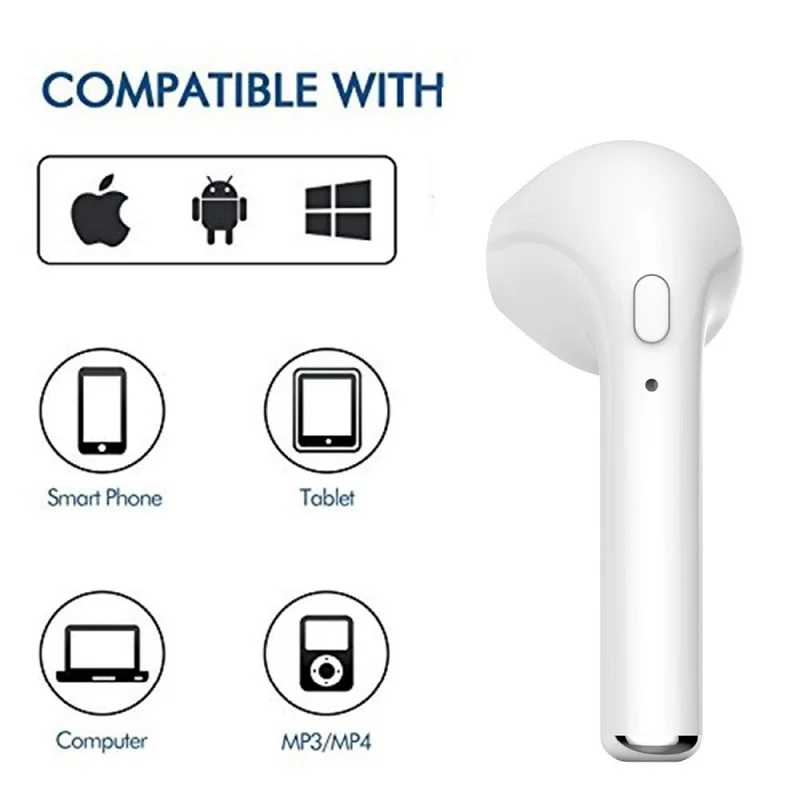 HBQ I7 Wireless Earphone Bluetooth Headset In-Ear Invisible Earbud with Mic for iPhone 8 plus 7 7s 6 6s Samsung S8 Xiaomi | Электроника