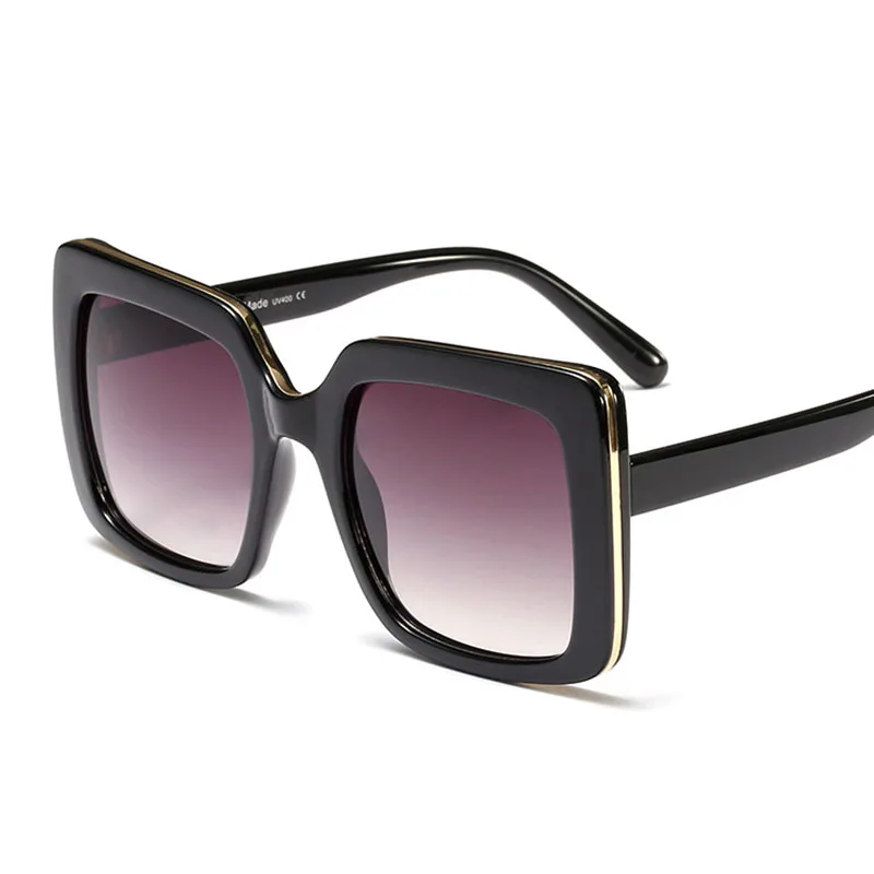 

HBK Square Sunglasses Oversized Big Frame Vintage Women Brand Designer Luxury 2018 New Fashion Trendy Popular Sun Glasses UV400