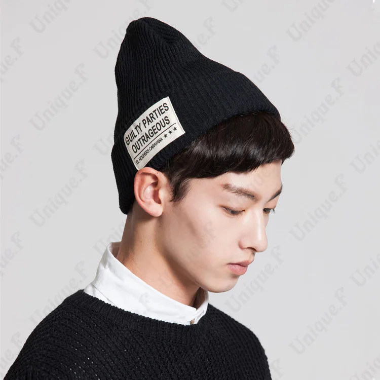 Женские мужские унисекс вязаные зимние шапочки Повседневные шапки однотонные в