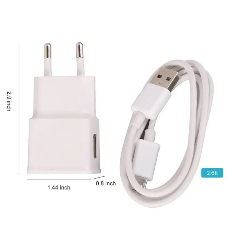 Портативное зарядное устройство с европейской вилкой и USB-кабелем для быстрой
