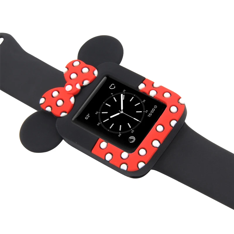 Часы с рисунком Minnie на циферблате чехол для Apple Watch 3 2 1 мультяшный защитный чехол для iwatch 38 мм 42 мм бампер милые уши Микки Мауса мягкий чехол