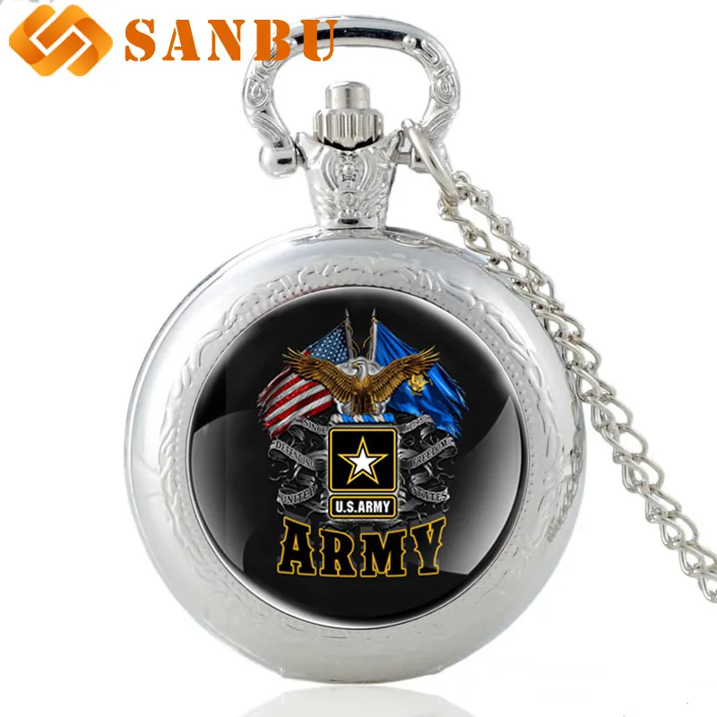 

Новые модные кварцевые карманные часы армии США, винтажные мужские и женские часы армии США с подвеской орла и ожерельем, подарки