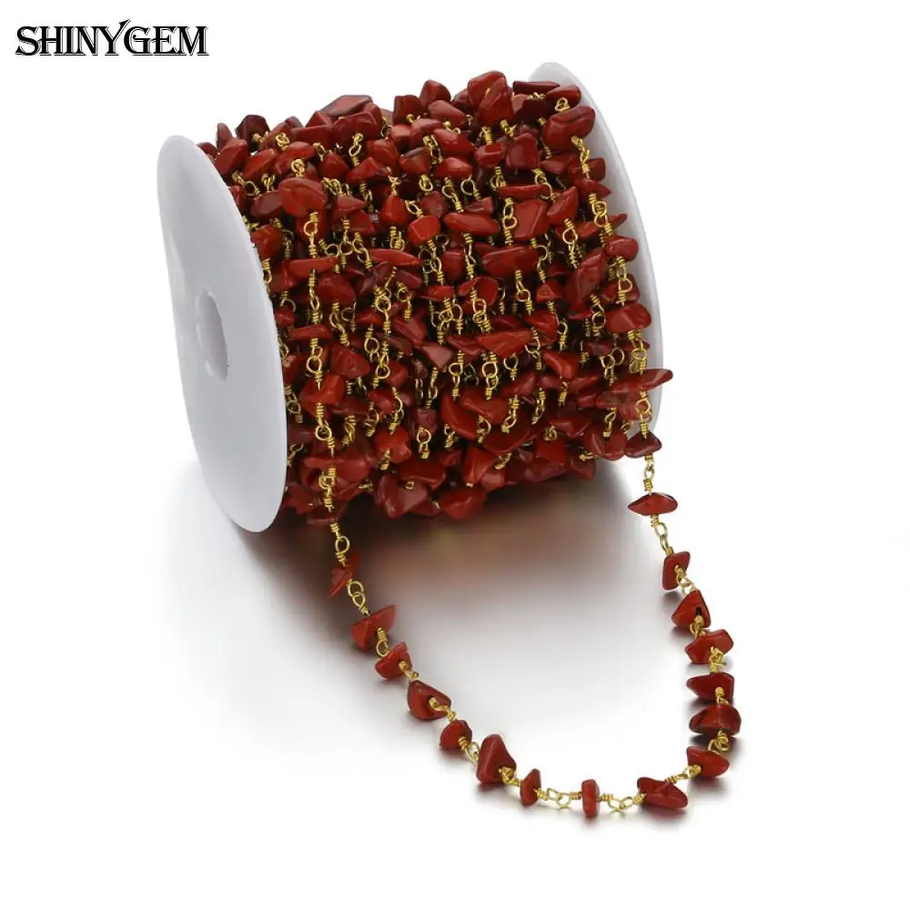 ShinyGem натуральный турмалин Стразы кусочки гальки четки бисера цепи золотое покрытие бисера цепь для изготовления ювелирных изделий 5 м/лот