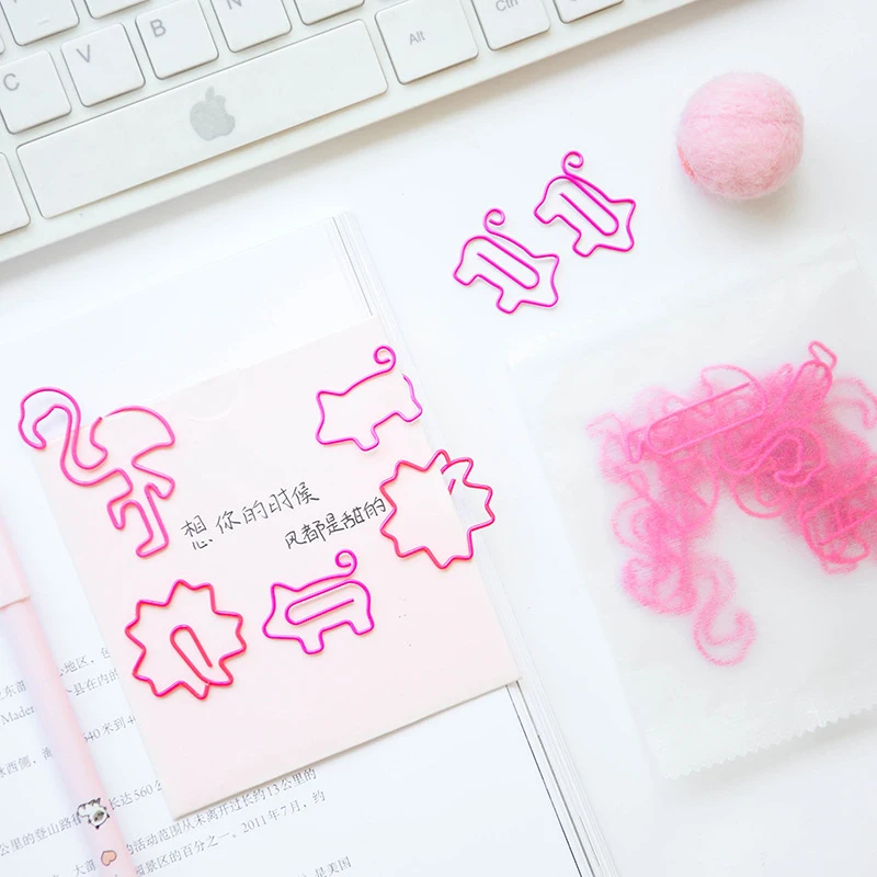 10 штук пакет Kawaii розовый мультфильм свинья цветок Фламинго Форма металлические