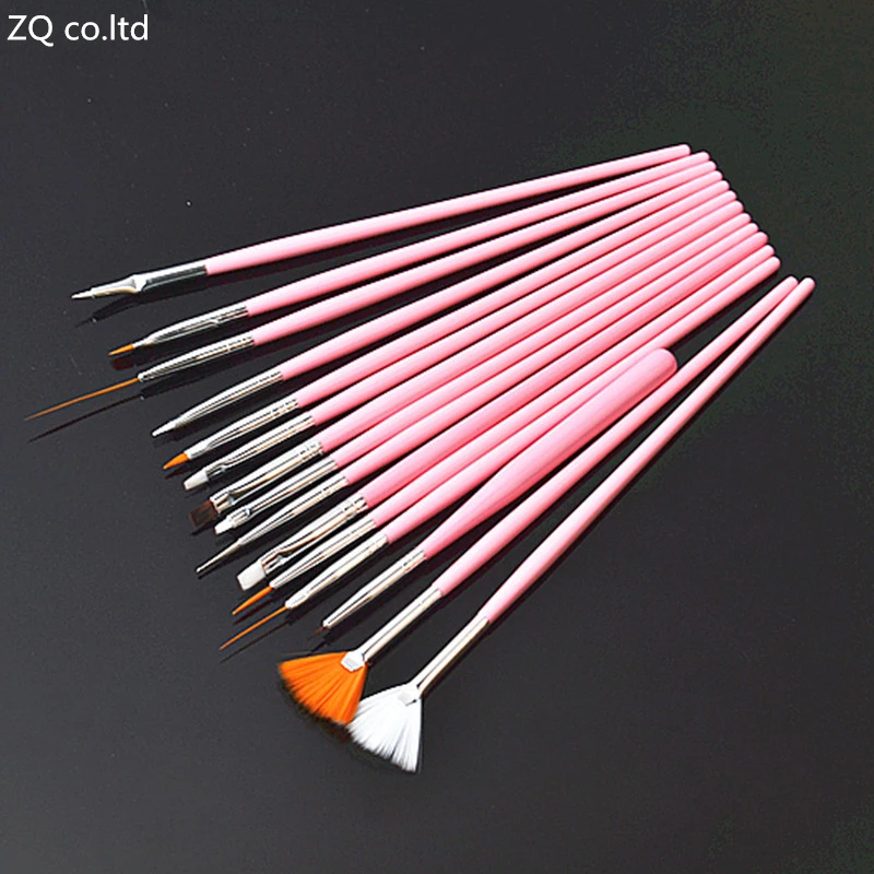 Кисти для дизайна ногтей 15 шт./компл. белый и розовый гель украшения ручка