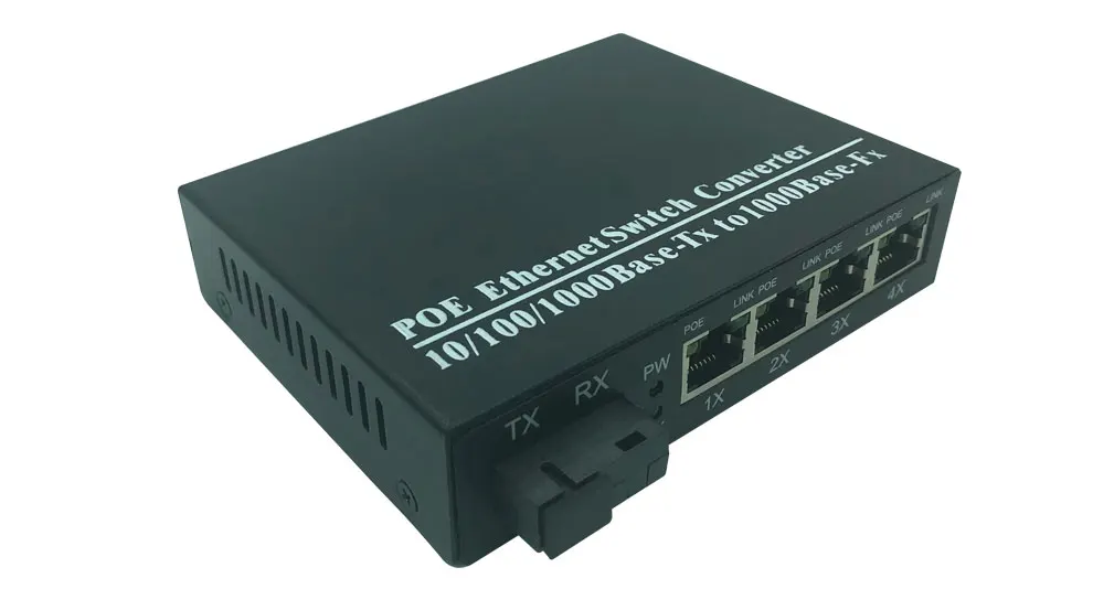 Коммутатор poe 1 SC волоконный порт 4 RJ45 Gigabit ethernet 5 poe 10/100/1000 м медиаконвертер plug play fast ethernet коммутатор