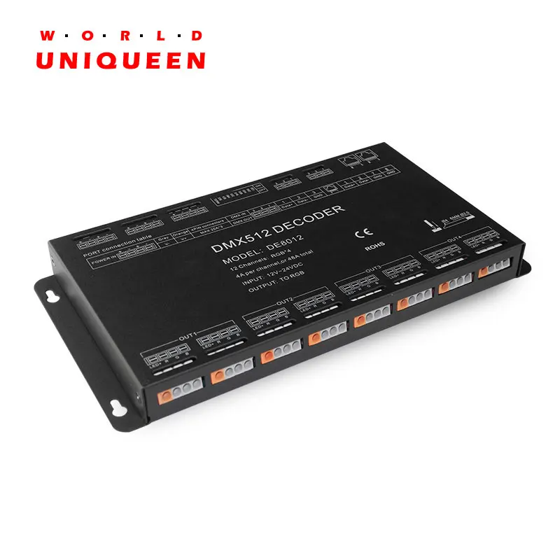 DC12 24V 12CH многоканальный RGB DMX512 декодер DMX512/1990 поддержка 4A/ CH светильник для шоу