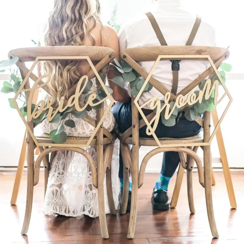 Sedia in legno Banner sedie segno decorazione di cerimonia nuziale fai da te per fidanzamento forniture per feste di nozze sposi/Mr & Mrs/meglio e insieme