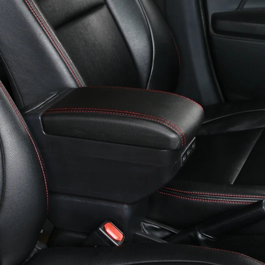 E Style Black Red Для Ford Focus 2 Mk2 2005-2011 подлокотник коробка вращающийся из искусственной кожи центральный ящик для хранения с подстаканником пепельница USB в - Название цвета: E Style Black Red