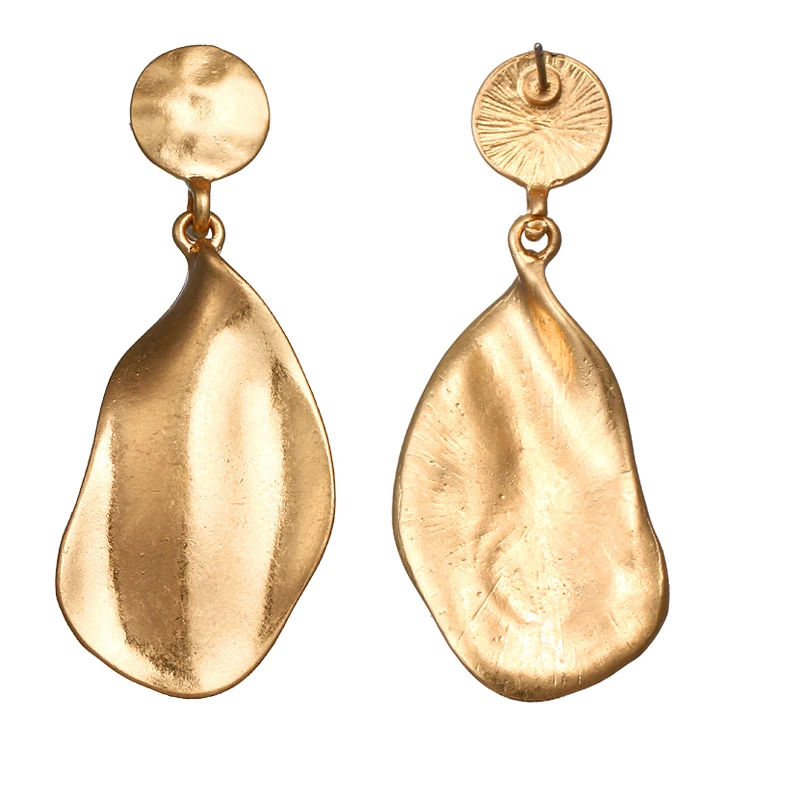 Yhpup Brand Irregular Big Leaf Leaves Golden Zinc Alloy Earrings Statement Charm Party Brincos Bijoux | Украшения и аксессуары