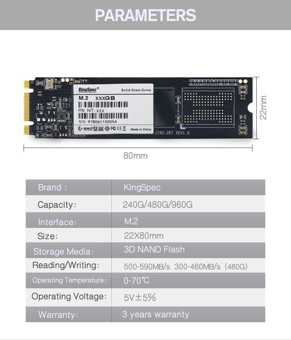 KingSpec M.2 SSD 240 ГБ 22*80 мм Внутренний SATA сигнала NGFF 2280 M2 SSD 480 ГБ 960 ГБ жесткий диск для ноутбука/Тетрадь/настольного ПК/ПК