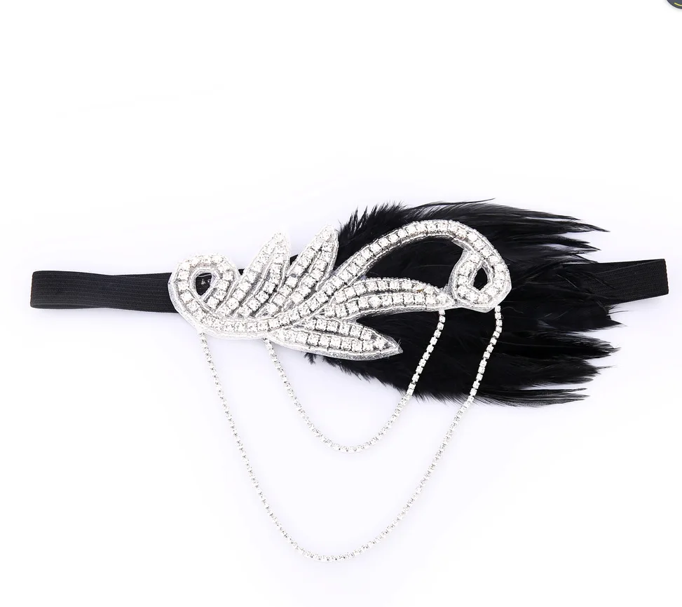 1pc white headwear Дизайн женский обруч для костюмированной игры ожерелье перчатки серьги набор Хлопушка Костюм 1920S Great GATSBY аксессуары для Хэллоуина - Цвет: 1pc white headwear