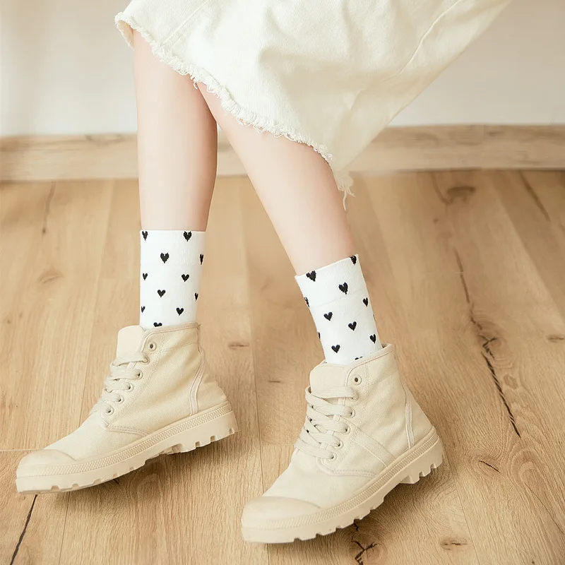 Осенне-зимние новые женские полностью хлопковые модные носки трех цветов в