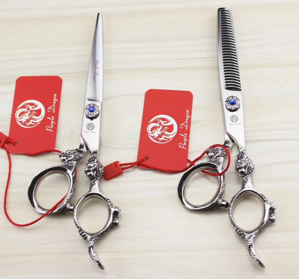 6 в. Профессиональный волосы ручка дракон комплект Прямые и филировочные ножницы
