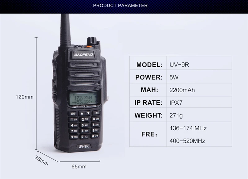 2 шт. Baofeng IP67 UV-9R Walkie Talkie Водонепроницаемый 10 км Dual Band UV9R двухстороннее радиолюбителей морской домофон Водонепроницаемая рация