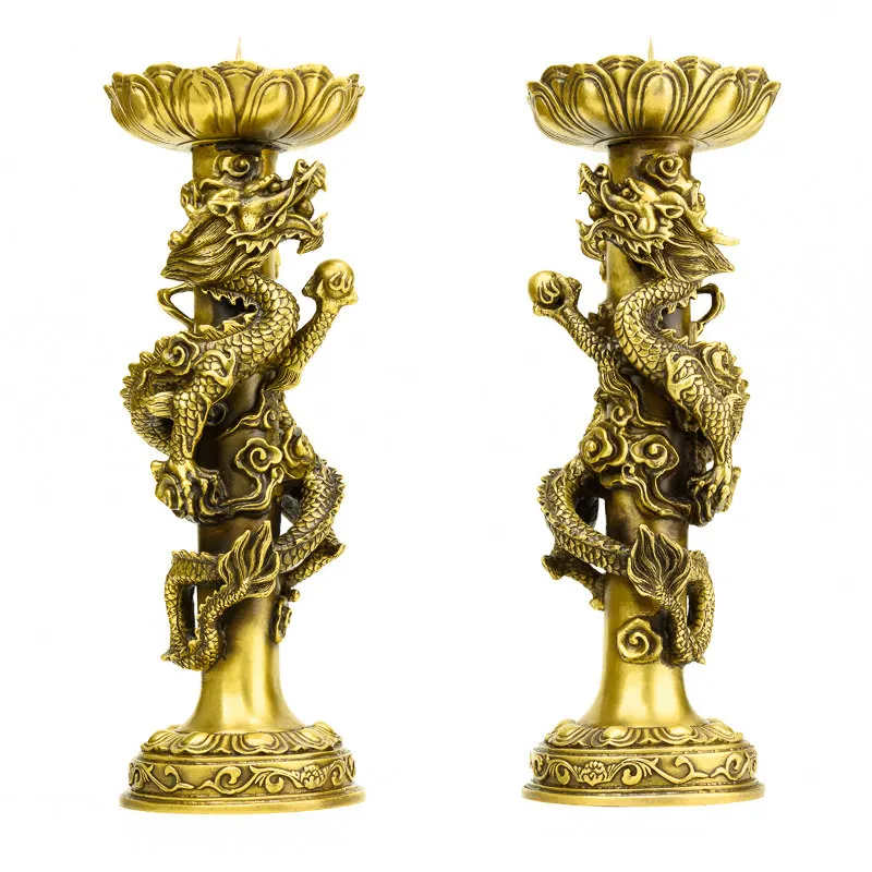 2 шт. восковой стол для Будды из чистой меди декоративный подсвечник двойной