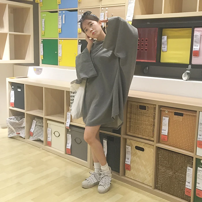 Женские топы тройники новые корейские Блузы Ulzzang женские Harajuku с длинным рукавом летучая мышь цветные футболки размера плюс свободная белая футболка
