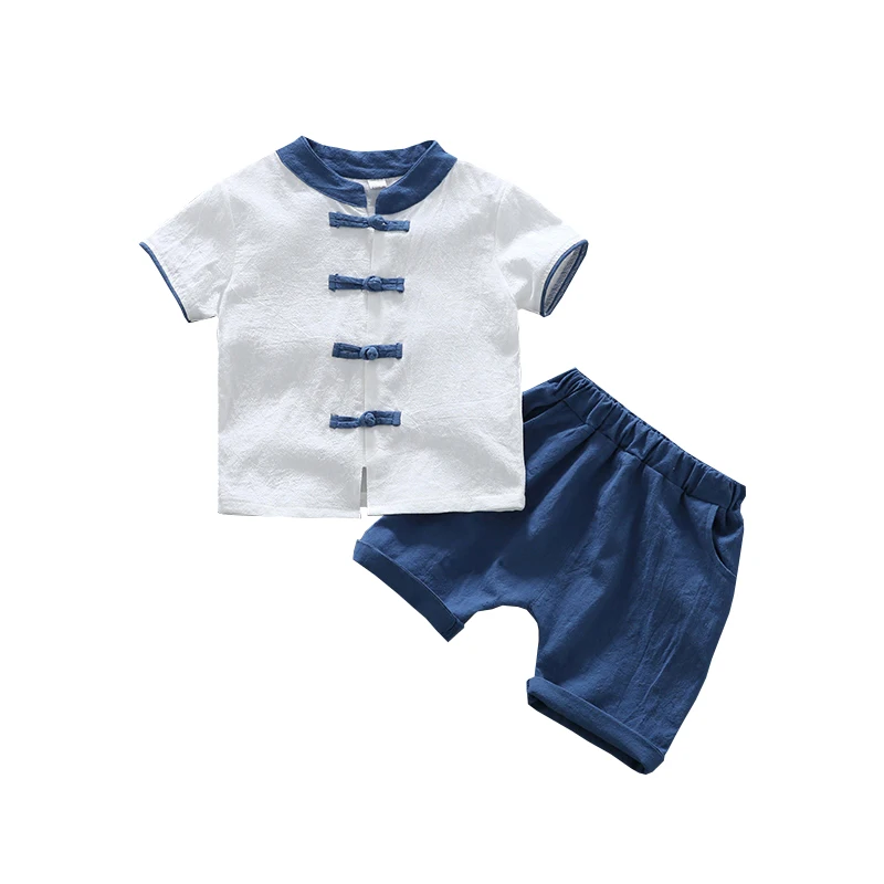 Boys dinastia china hanfu baby cotton linen wholesale children 2pcs outfit retro vintage chinese modern style clothing | Детская одежда
