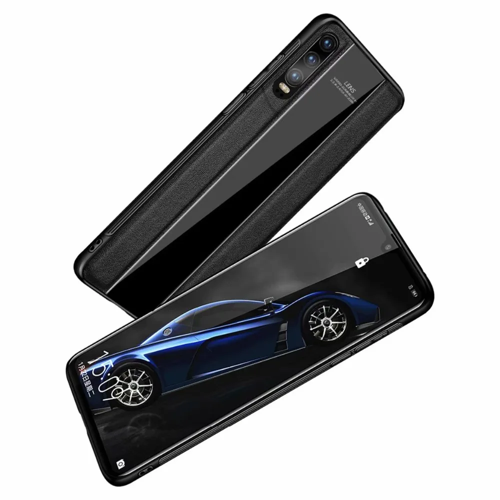 CBLGSXBABY tempered glass plus leather cowhide phone case For Huawei P30 TPU frame P20 Pro Mate 20 mate10 |