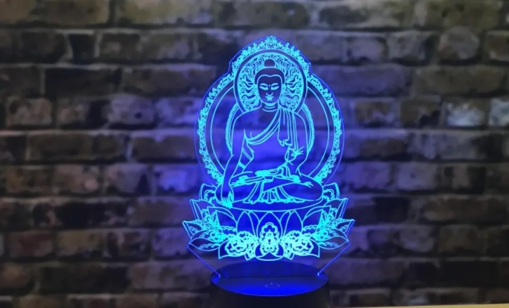 Sakyamuni Будда 3D иллюзия Лампа Usb сенсорный дистанционный Bluetooth динамик светодиодный