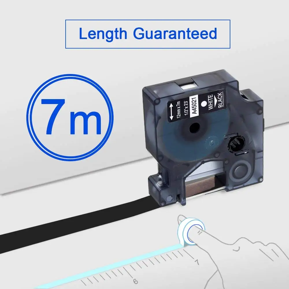 3 шт. 45021 (S0720610) совместим с Dymo D1 Label manager белый на черном для ленты принтера DYMO