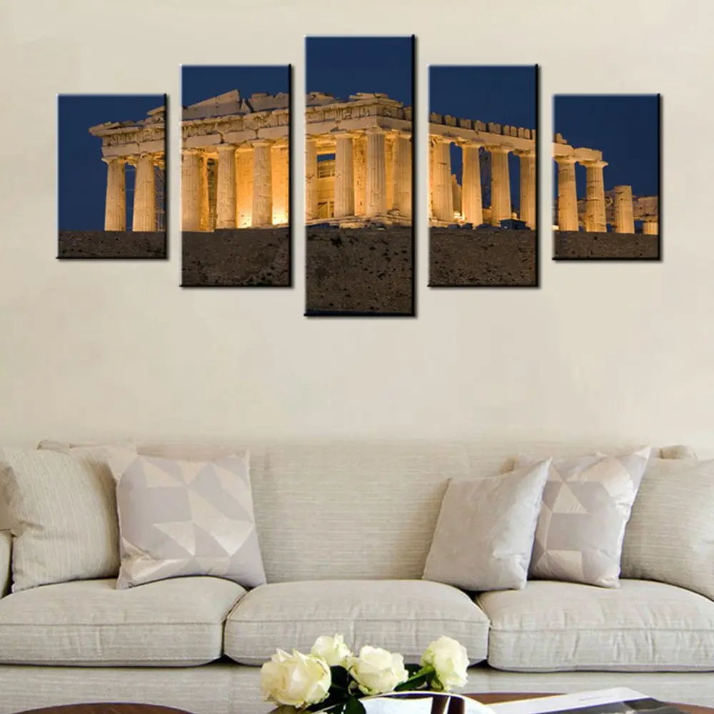 HD Печать Unframe партенон храм акрополис ночной вид пейзаж постер холст настенная