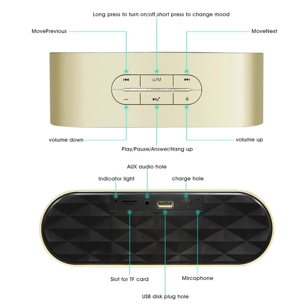 CHYI мини Беспроводной Bluetooth Динамик портативный динамик Бушующие бас с полный