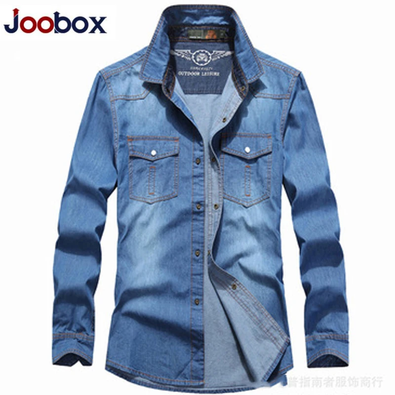 JOOBOX 2018 Новая модная мужская рубашка с полками повседневная хлопковая однотонная