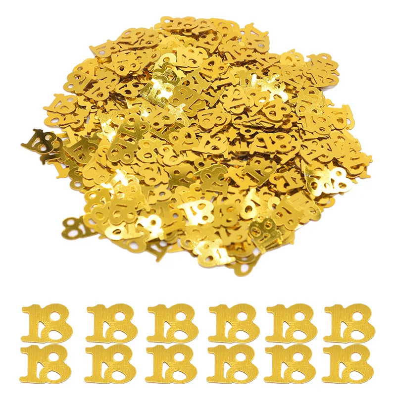 15g/bag Gold Table Sequins Number 18 30 40 50 60 Confetti Sprinkles Happy Birthday Party Decoration Wedding Anniversary Supplies