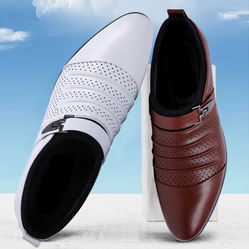 Мужские туфли оксфорды с вырезами коричневые классические кожаные лоферы обувь