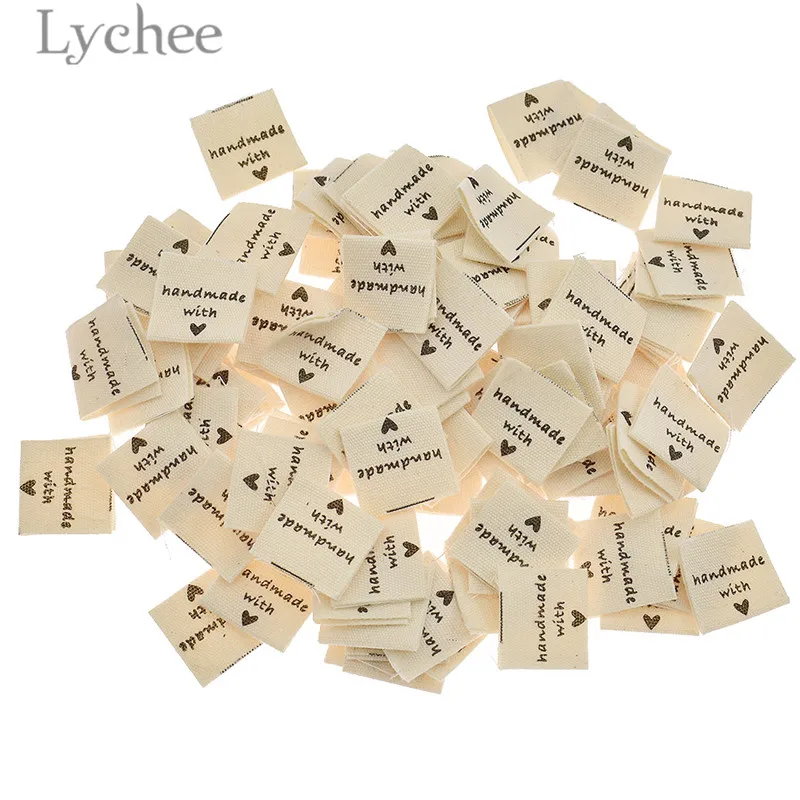 Lychee 100 шт ручной работы с любовью Одежда Этикетки ярлыки с тиснением DIY этикетки типа «флажок» для швейных аксессуаров