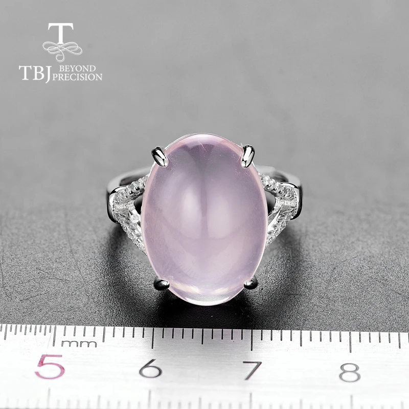TBJ кольца с хорошим розовым кварцем натуральный драгоценный камень серебро 925