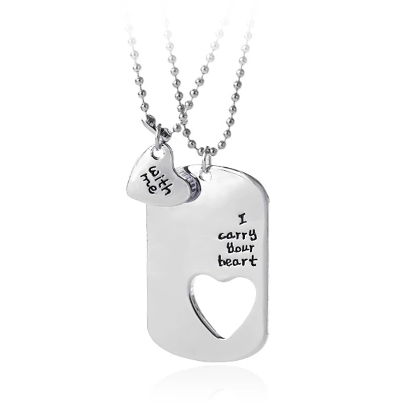 Я ношу с собой романтическое сердце 2 шт. любовь подарок отрезное ожерелье пара