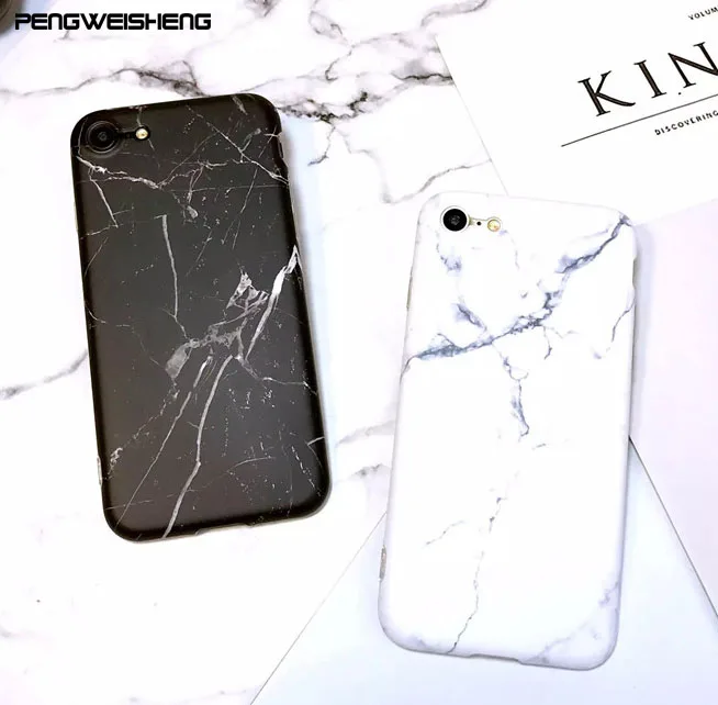 IMD Мрамор камень гель чехол для Apple iPhone 7 6S 6 8 плюс Чехол черный Белый Цвет Мягкие TPU