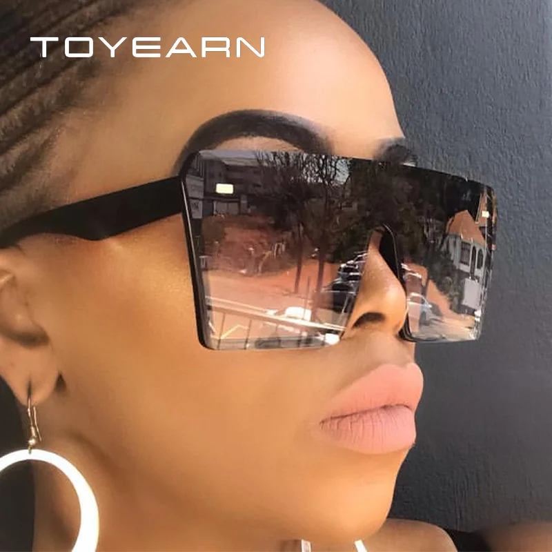 TOYEARN 2019 новые модные большие квадратные солнцезащитные очки без оправы женские
